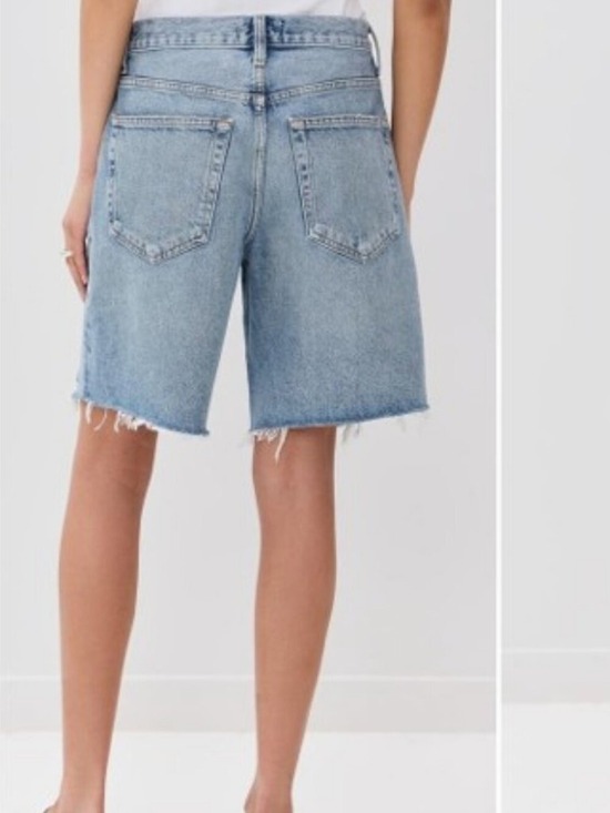 Agolde Pants - AGOLDE Indra Long Denim Shorts Medium Blue Wash Raw Hem Jorts 31